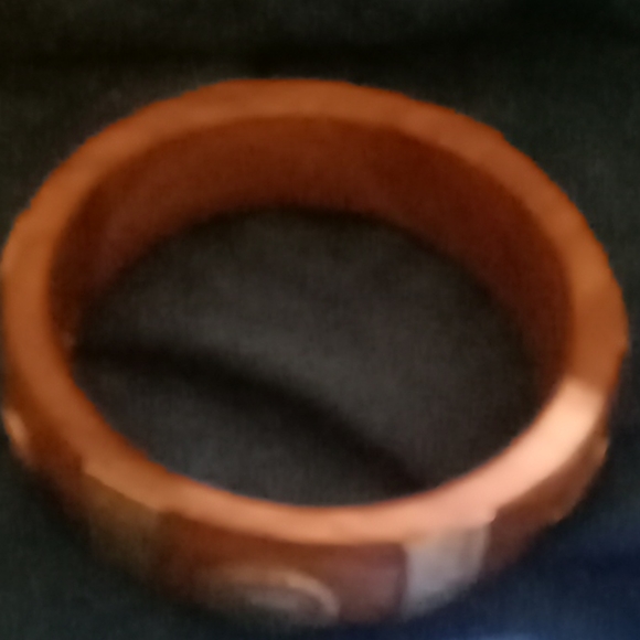 Vintage Sterling on wood bangle bracelet - Picture 3 of 4